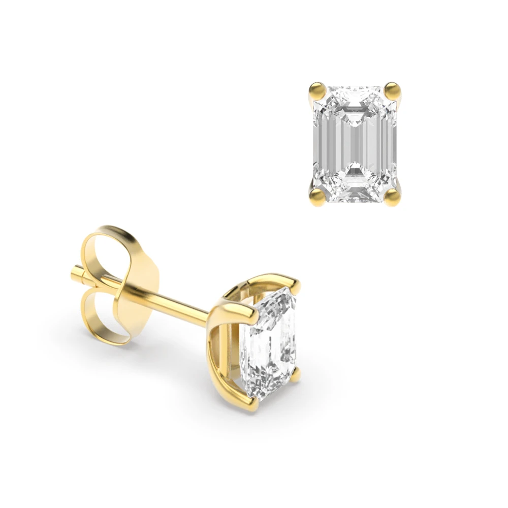 Emerald Diamond Stud Earring Rose / White Gold & Platinum