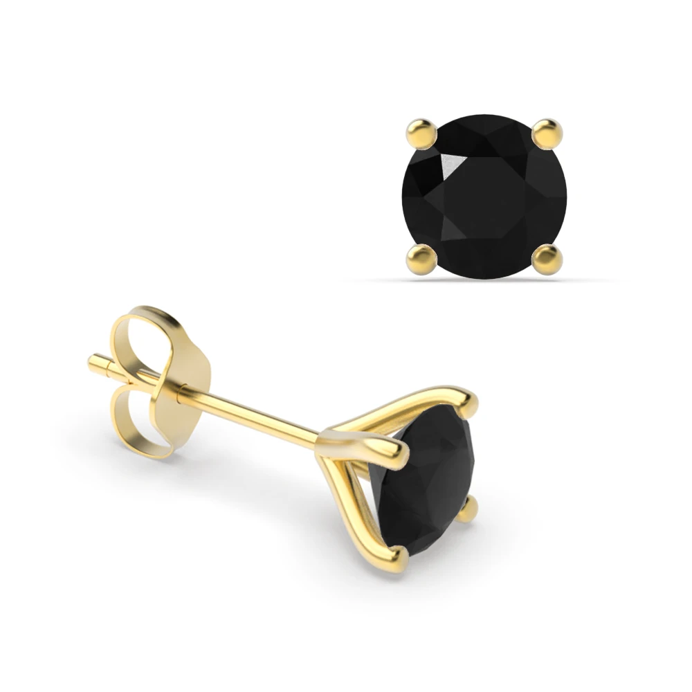 4 Claws Round Stud Black Diamond earrings