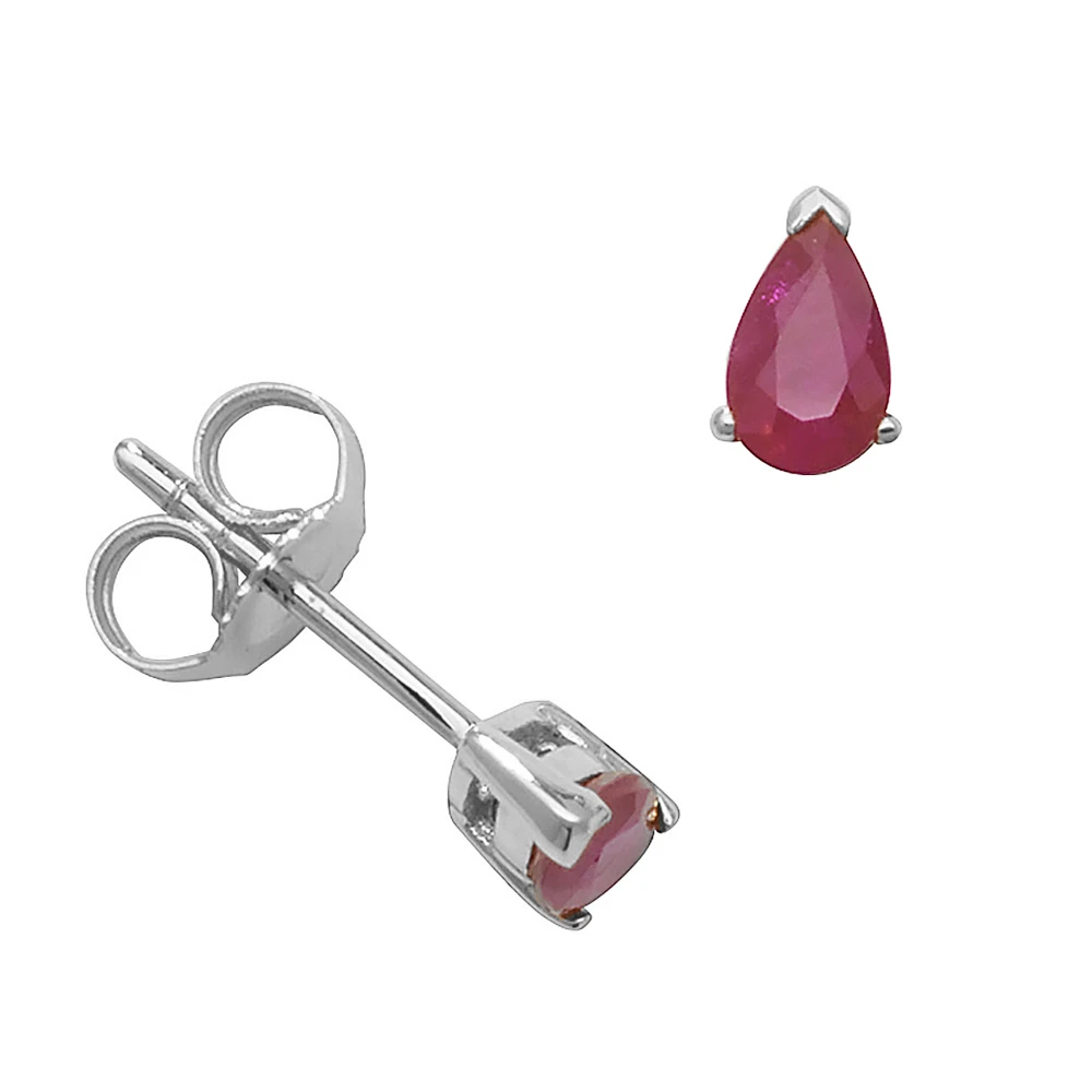 Pear Shape Claw Set 5 X 3mm Ruby Gemstone Earrings
