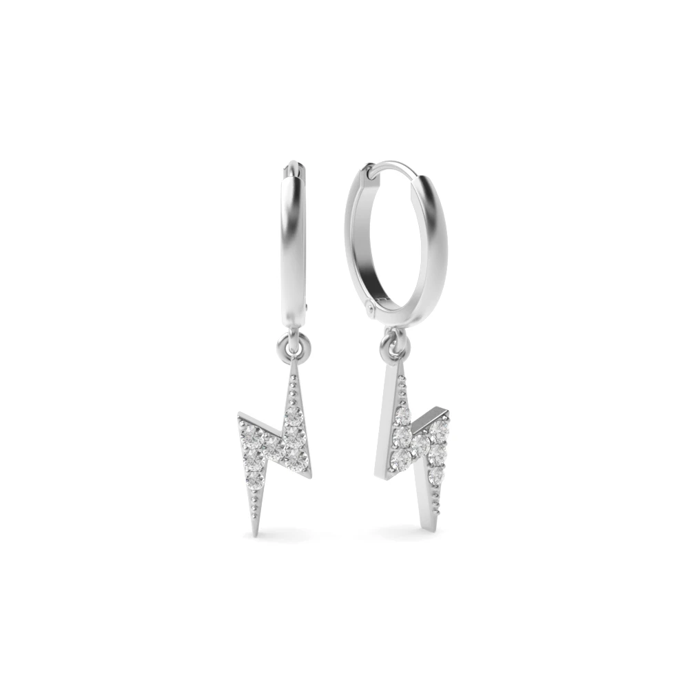 round diamond lightning hoop earrings for women
