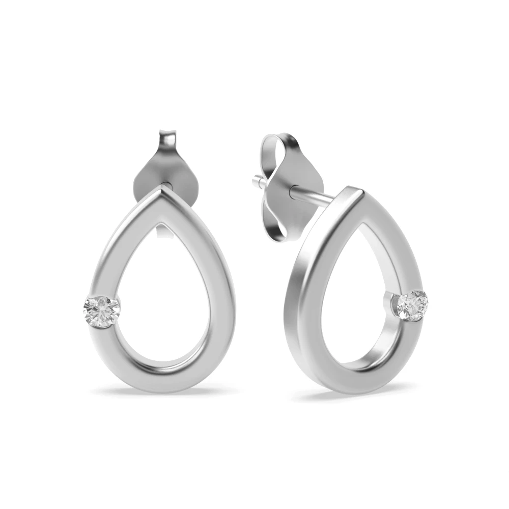 channel setting round diamond earrings