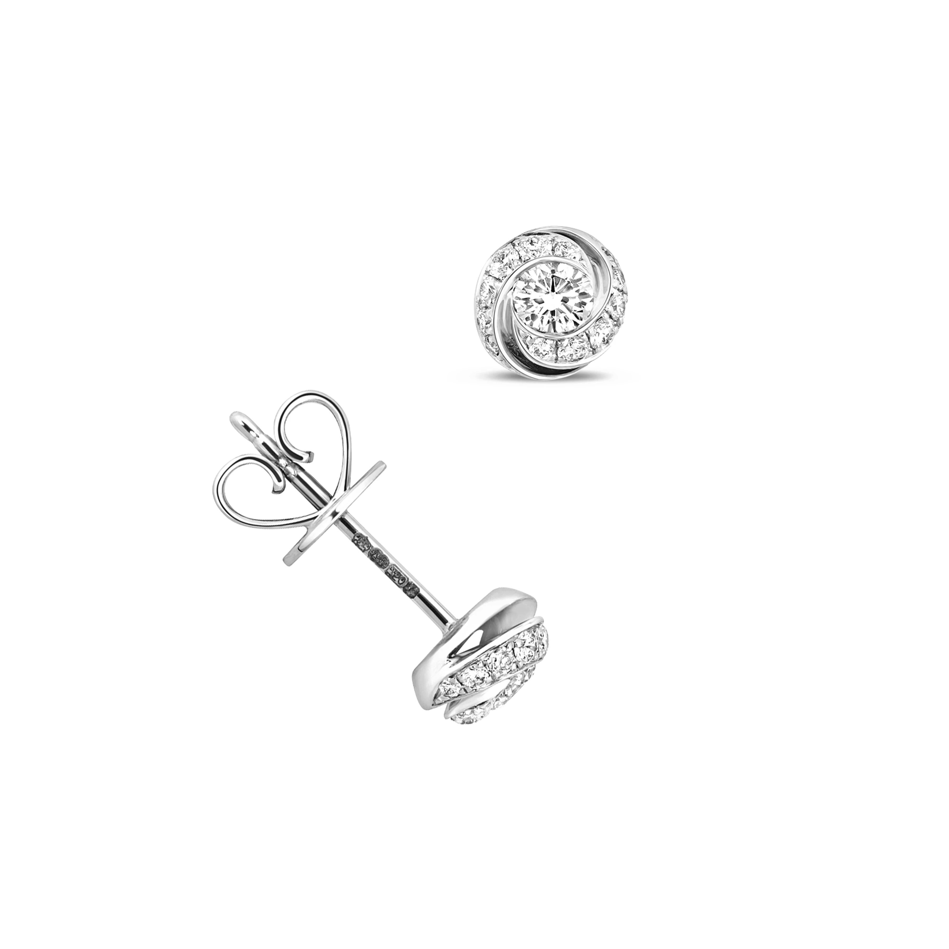 pave settings round shape cluster diamond earring