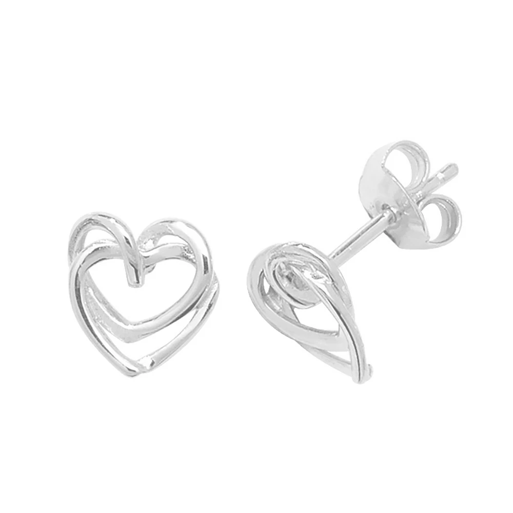 two tone plain metal open heart earring