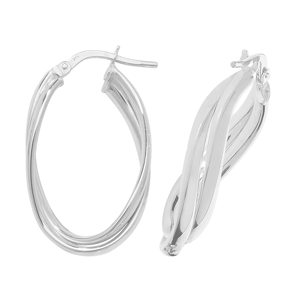 two tone twisted style hoop earring