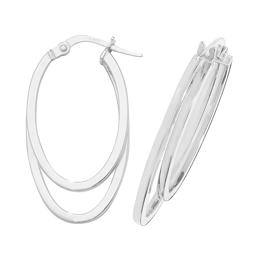 two tone oval style hoop earring