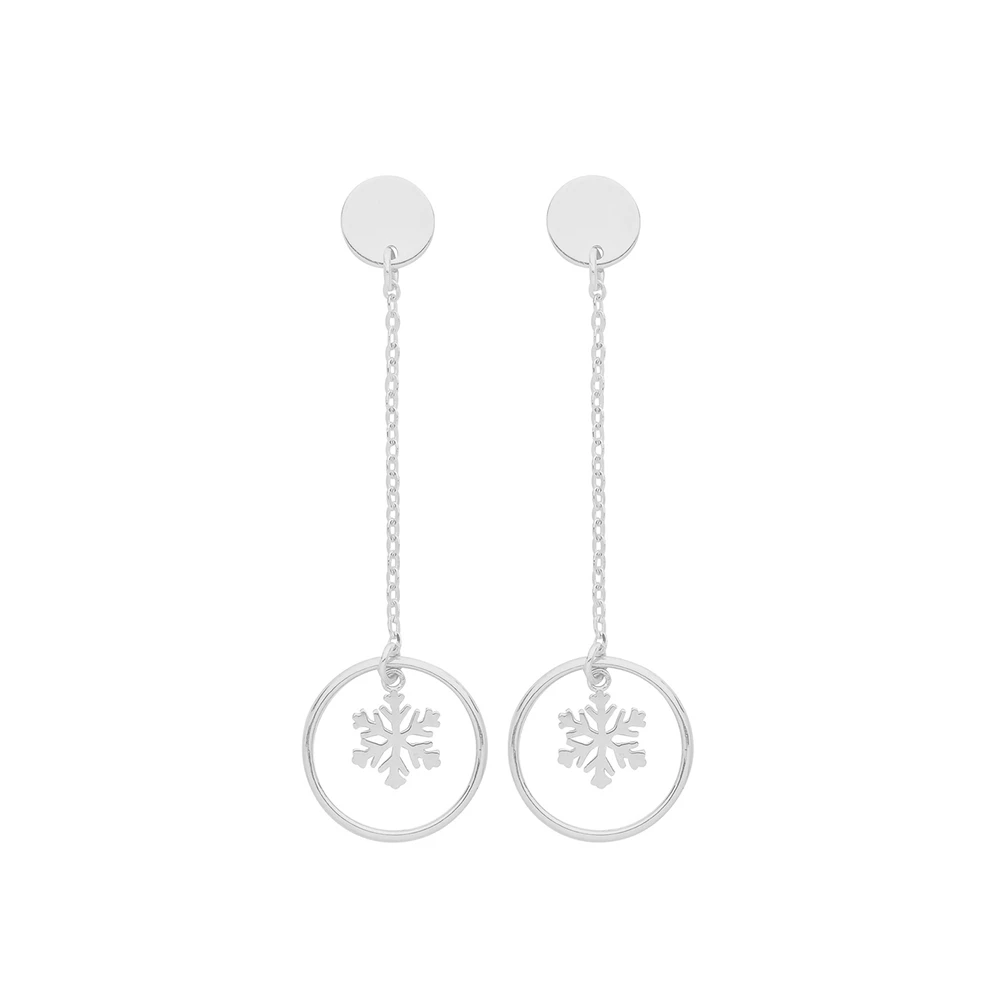 plain metal in open circle snowflake design dangle earring