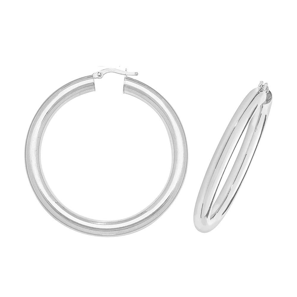 plain metal round shape hoop earring (40mm)
