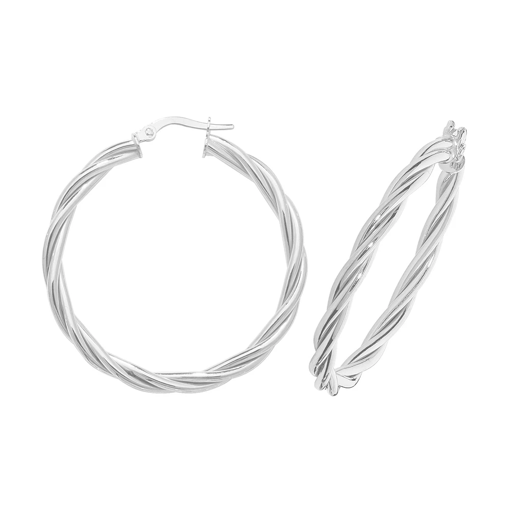 plain metal twisted style hoop earring (30mm)