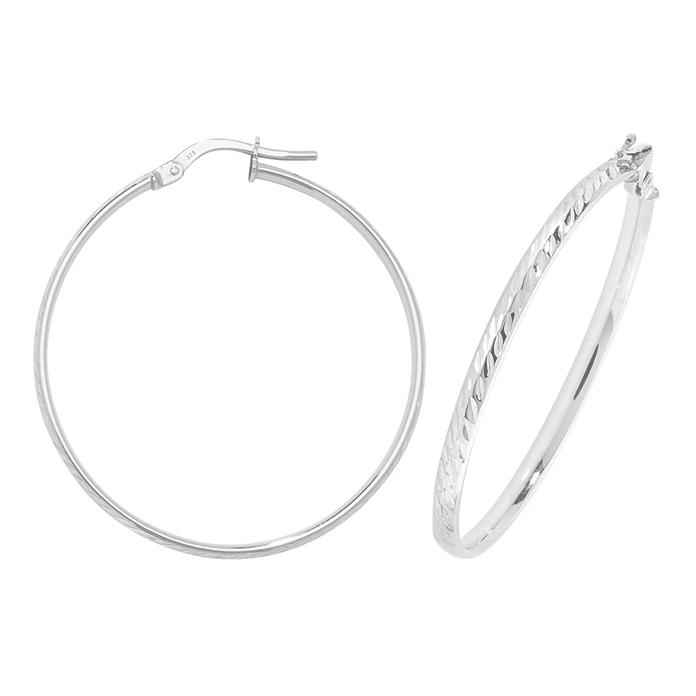 two tone plain metal round shape hoop earring (30mm)