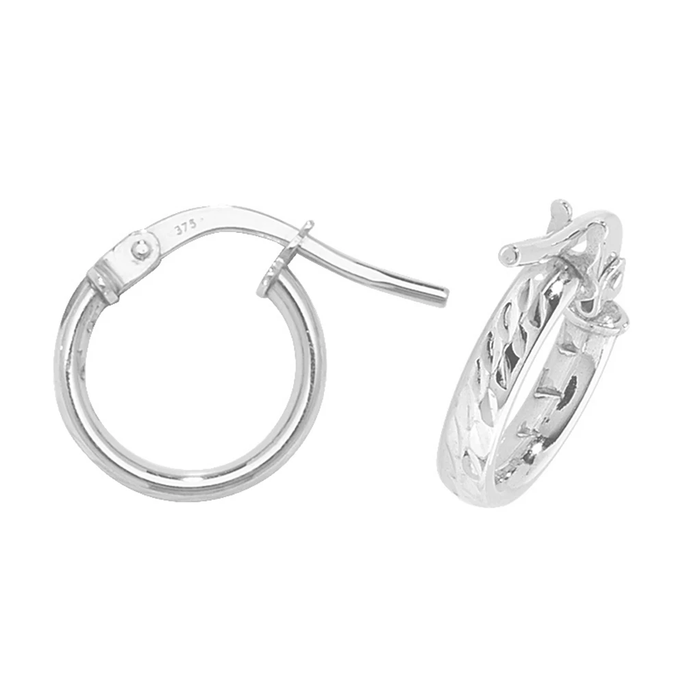 two tone plain metal round shape hoop earring (8mm)
