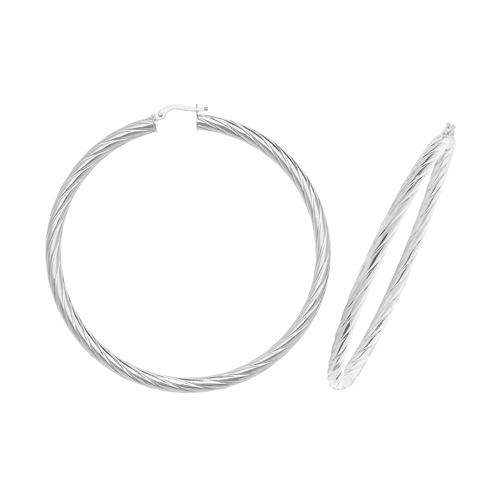 plain metal round swirl hoop earring (60mm)