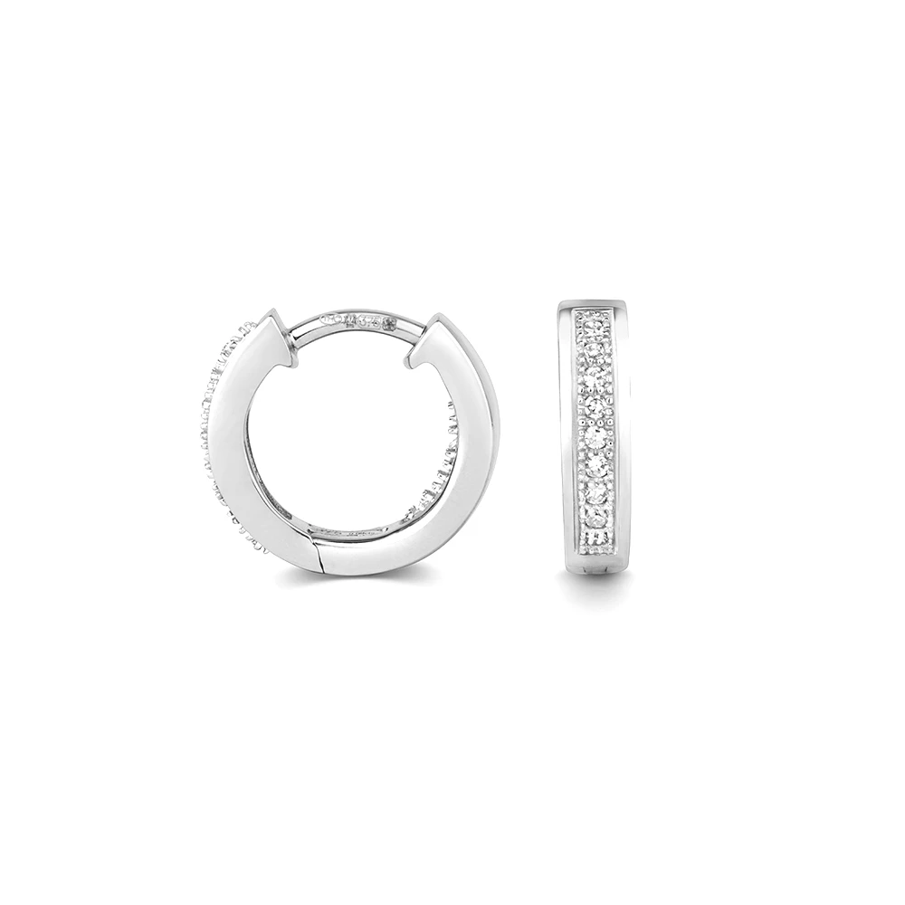 pave setting round shape diamond hoop earring(11 MM X 11 MM)