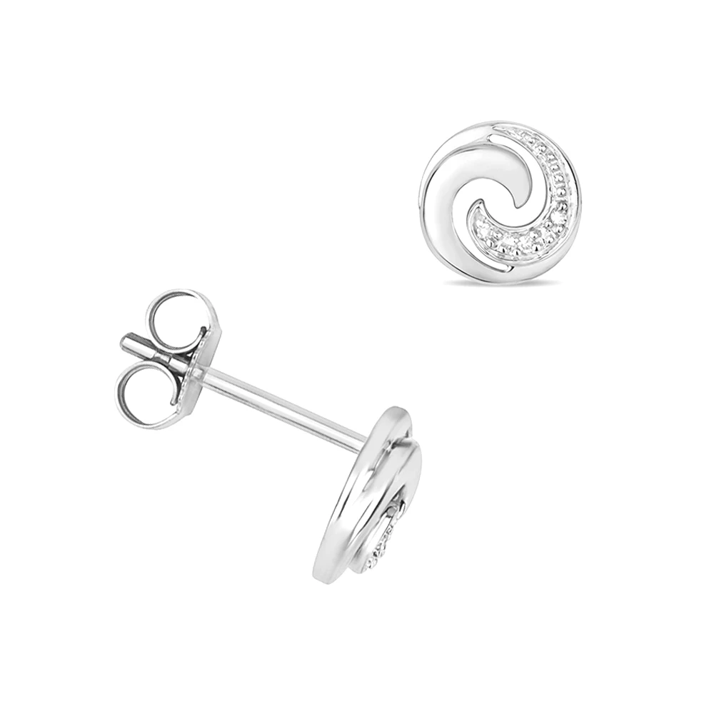 pave setting round shape diamond designer earring(8 MM X 8 MM)
