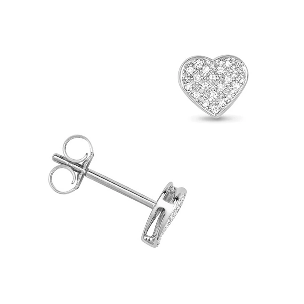 pave setting round shape heart style stud diamond earring(7 MM X 7 MM)
