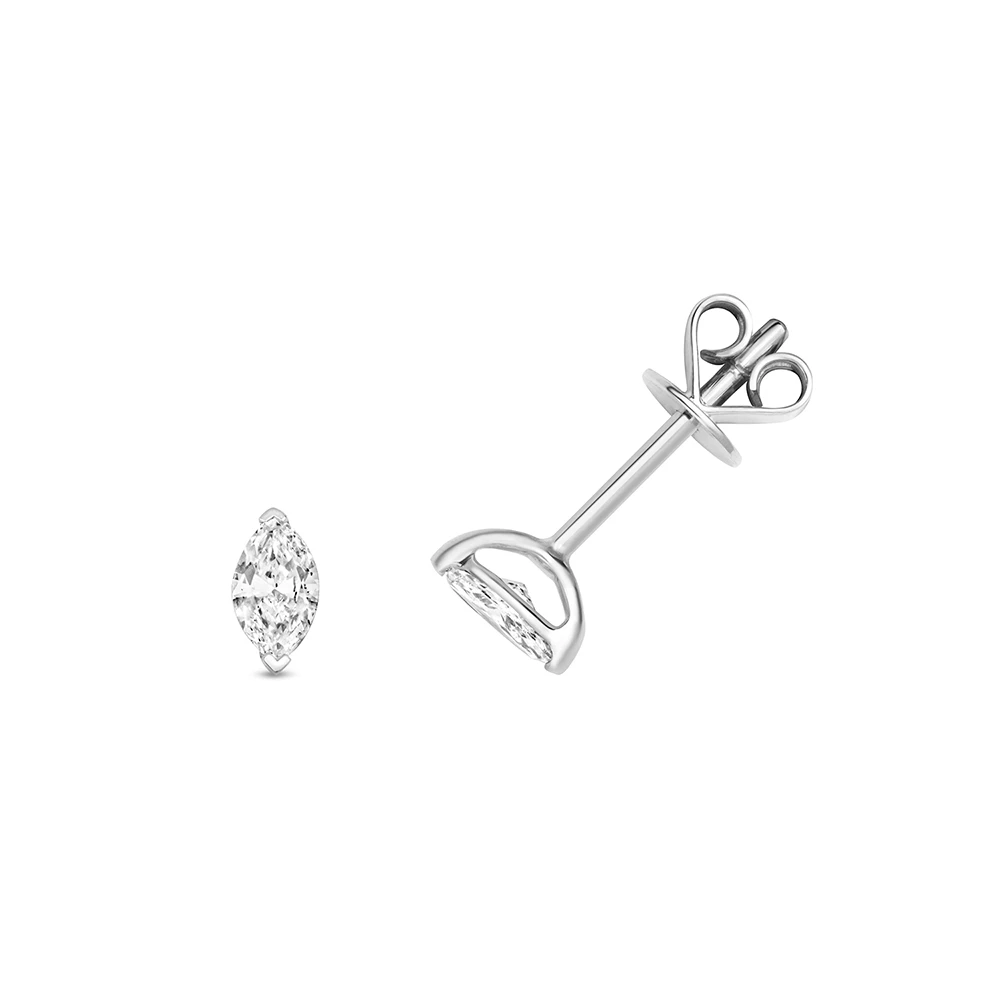 prong setting marquise shape diamond stud earring
