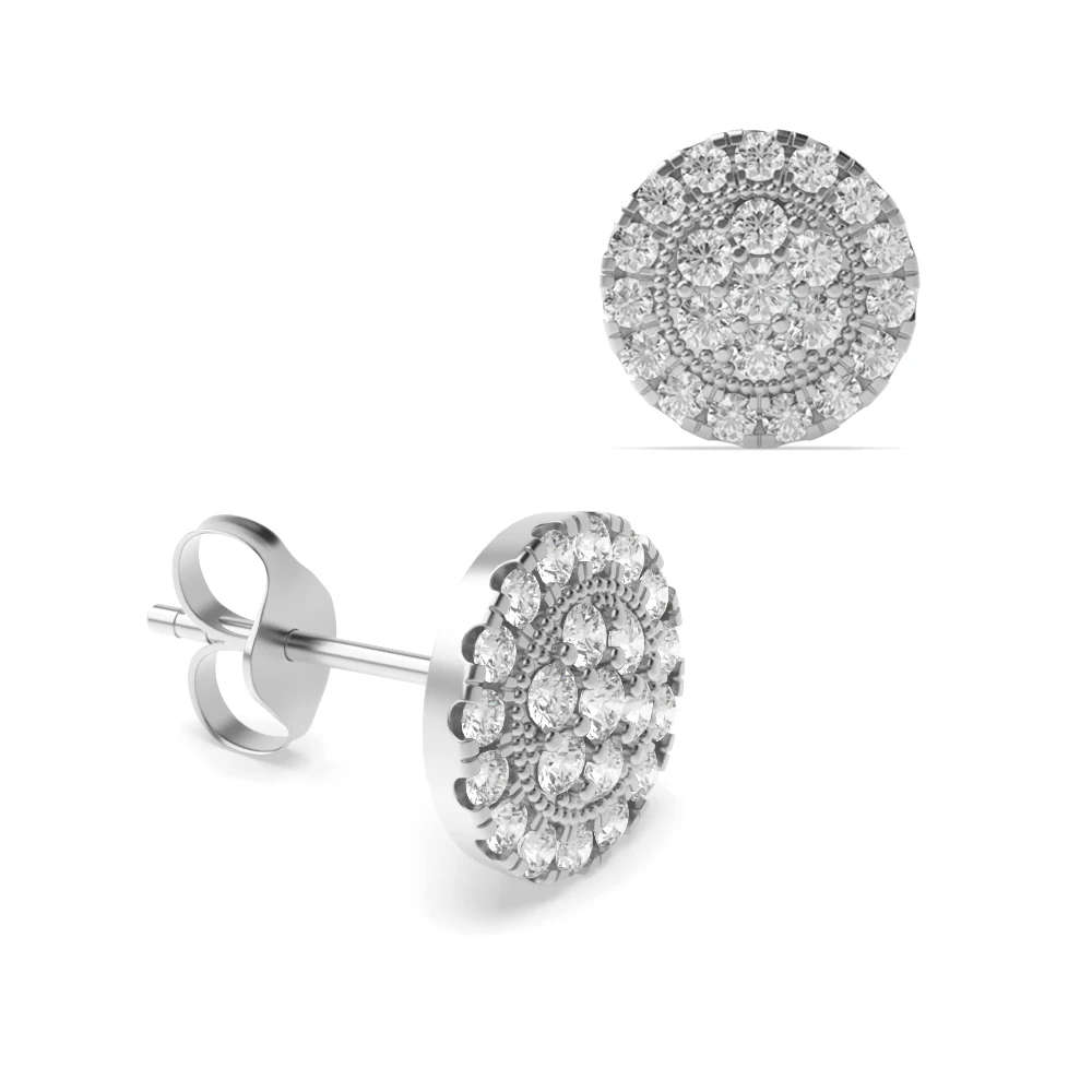 6 prong setting round shape diamond cluster earring