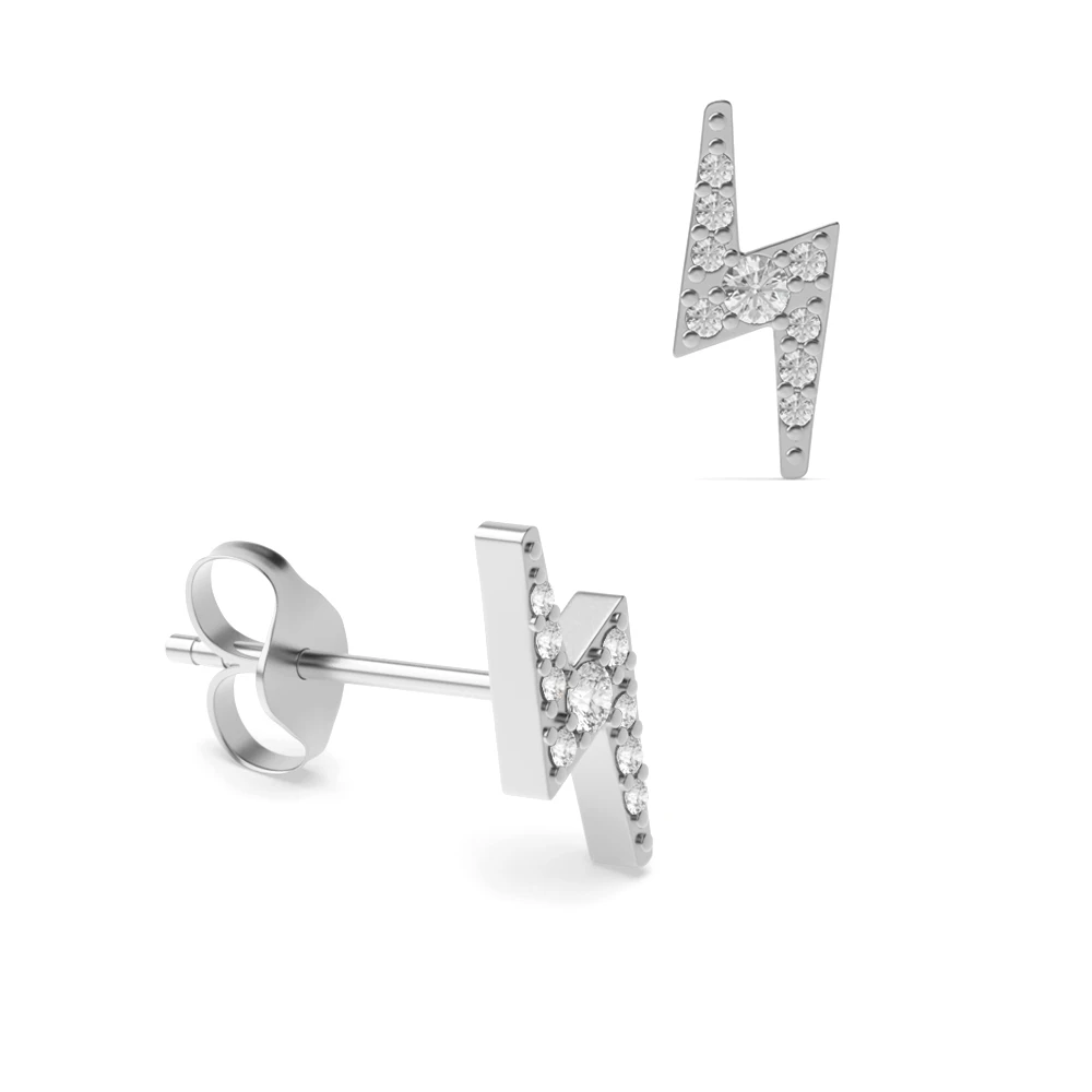4 prong setting round shape diamond lightning style designer earring