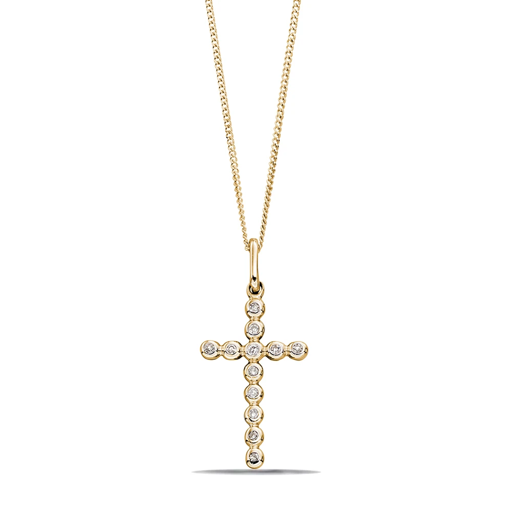 Rub over Must Have Diamond Cross Pendant Necklace (18mm X 9mm)