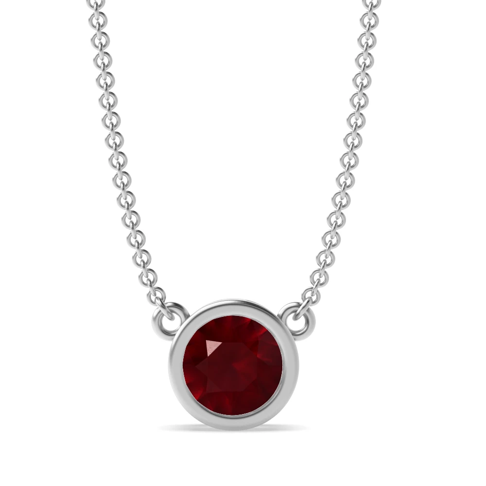 Bezel Set Round Ruby Gemstone Necklace