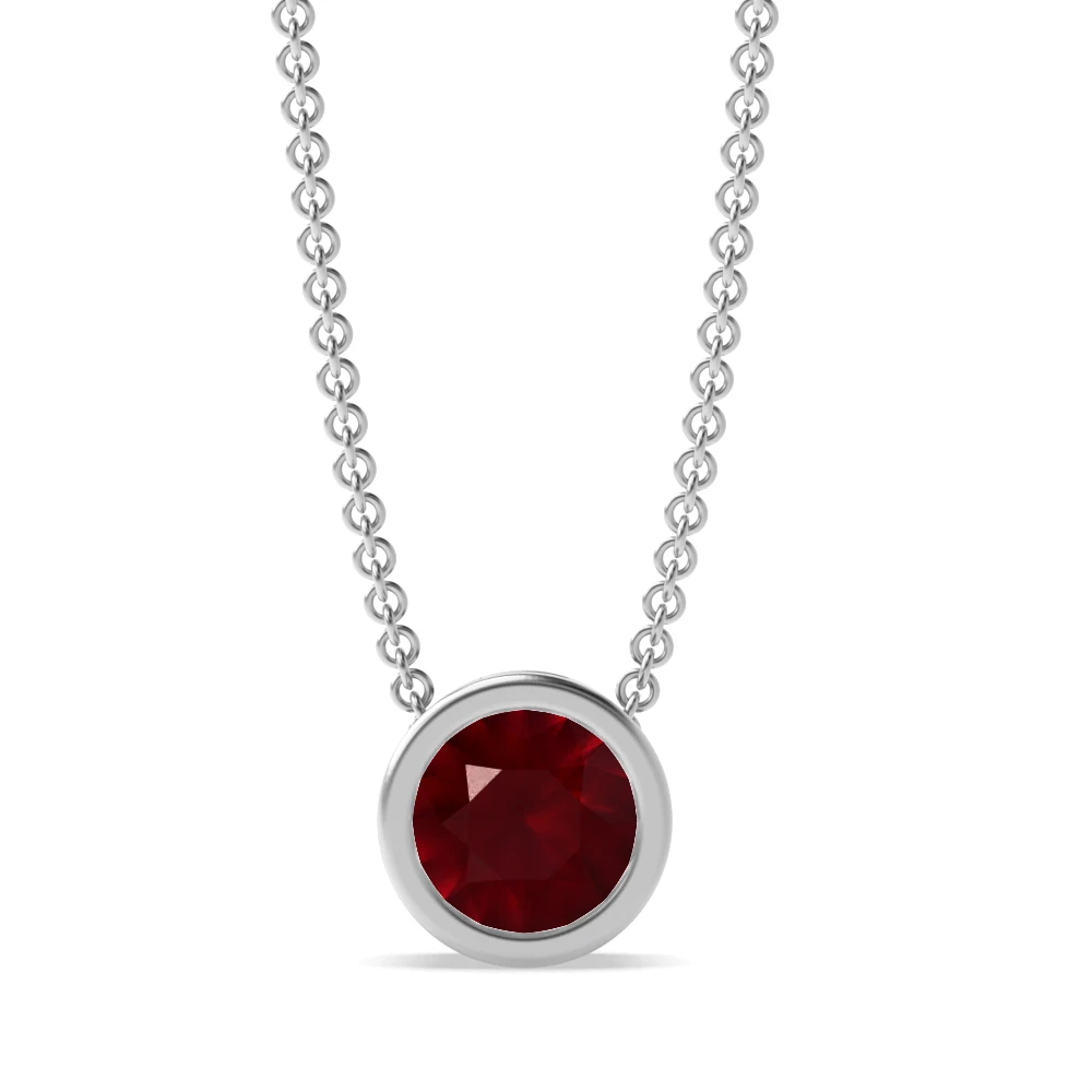 Bezel Setting Sliding Ruby Gemstone Necklace