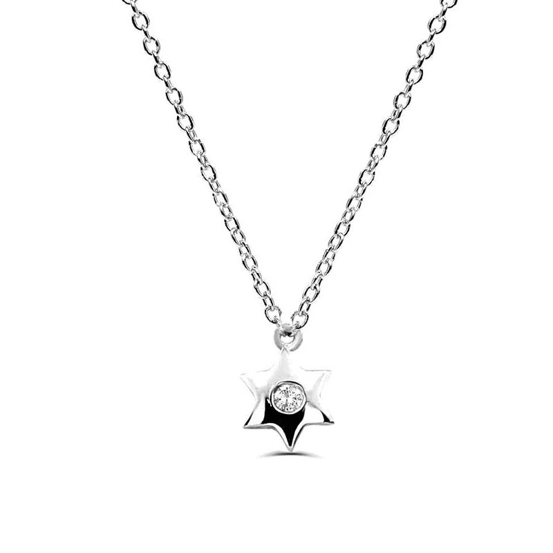 0.02Ct Star Diamond Solitaire Pendant Necklace for Women (6.5X6.5Mm)
