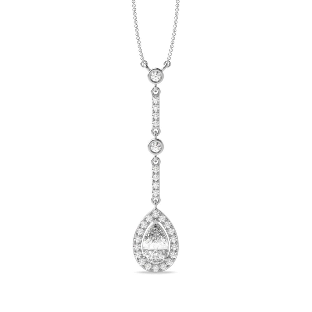 Designer Style  Pear Shape Halo Diamond Pendant