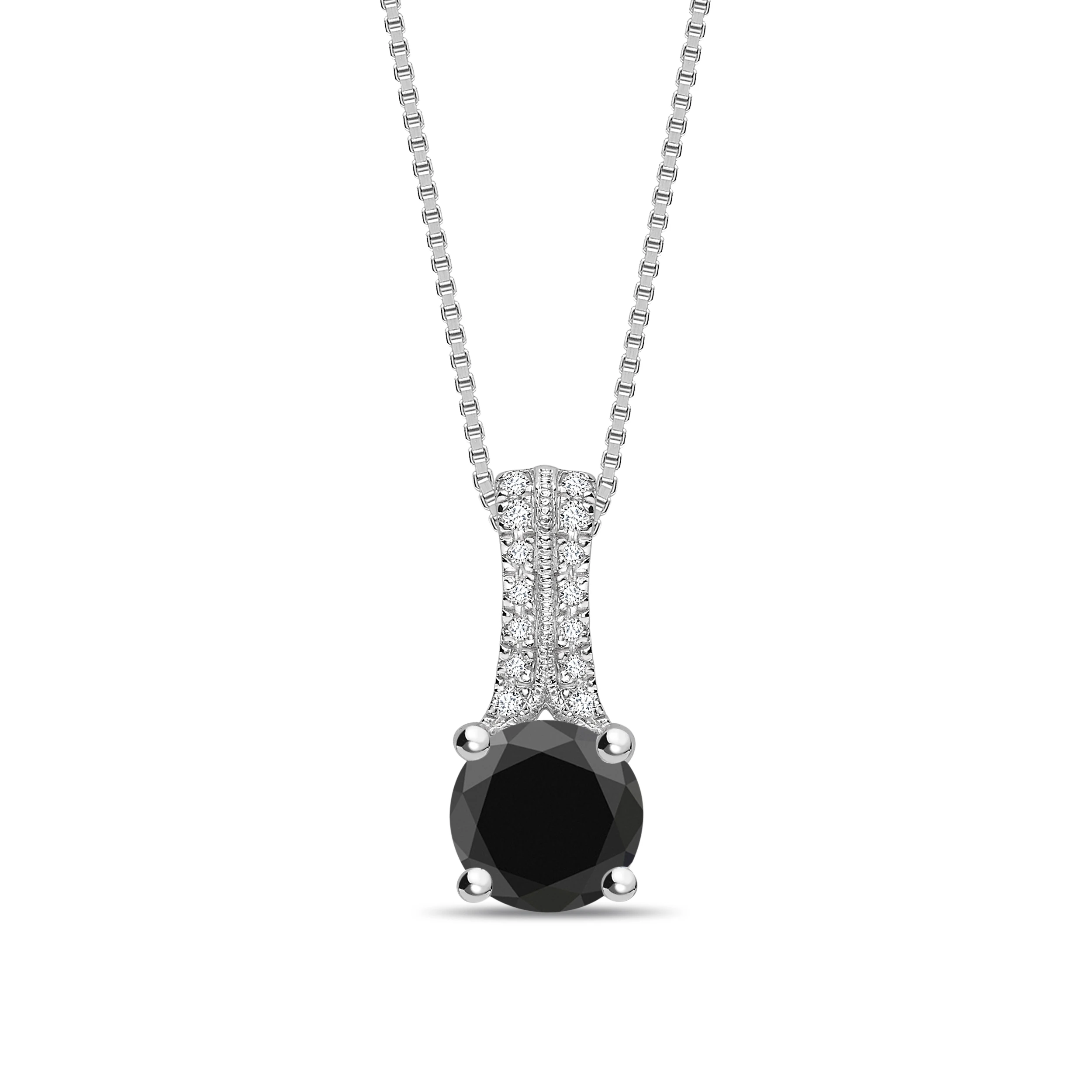 Black Diamond Solitaire Round Cut Pendants Necklace Jewellery