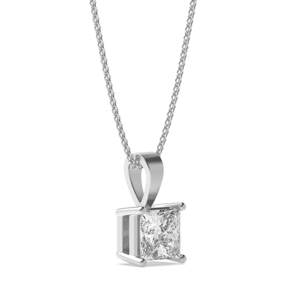 Classic Popular Style Princess Shape Solitaire Diamond Necklace