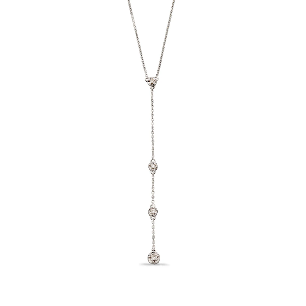 Illusion Disc Diamond Y-Drop Diamond necklace  (Hanging drop part - 65 mm )