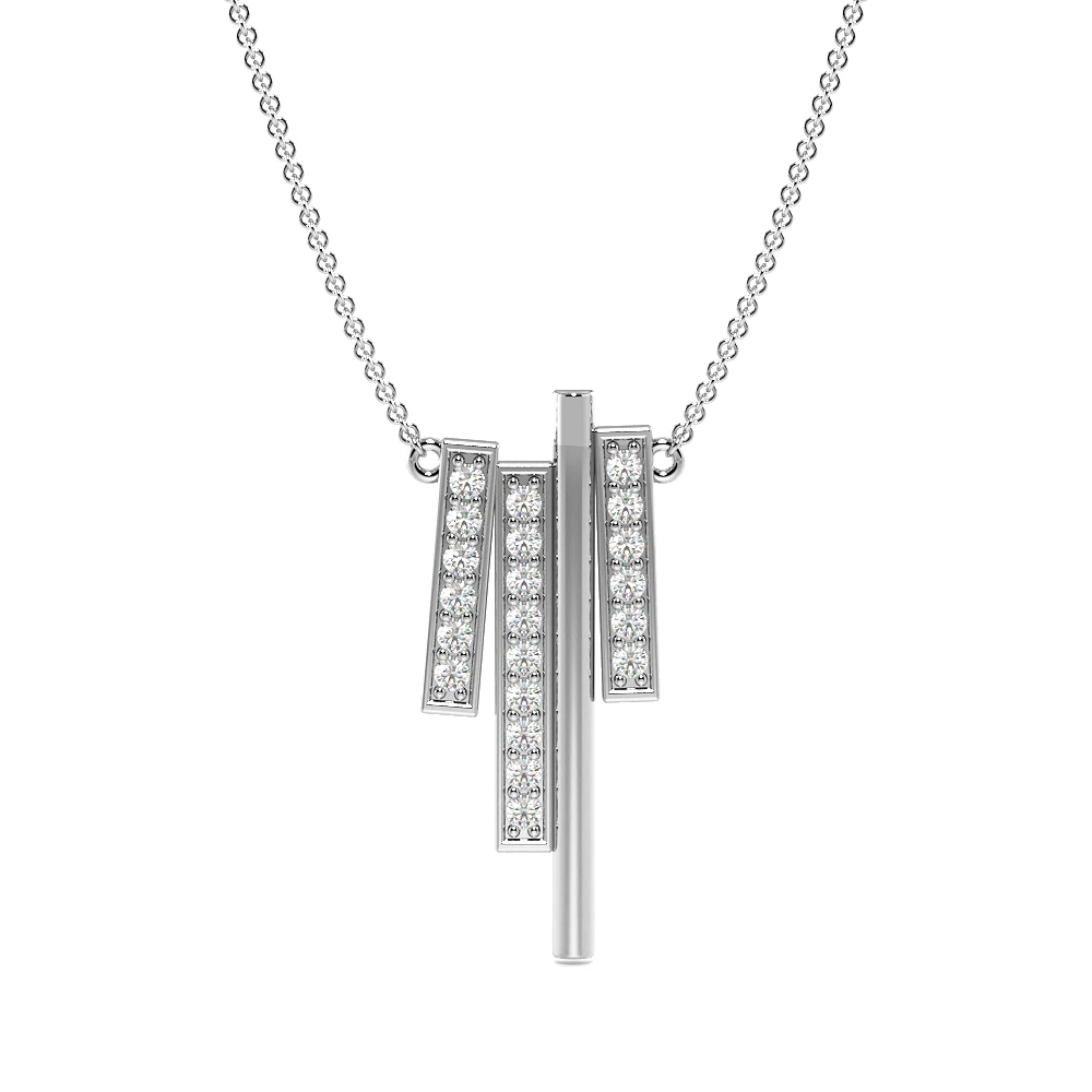 Pave Setting Round Drop Diamond Designer Pendant Necklace(23.0mm X 9.7mm)