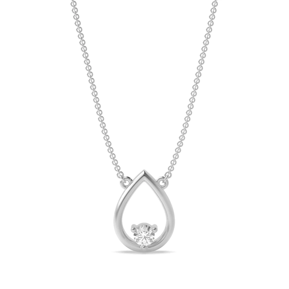 3 Prong Round Drop Style Diamond Solitaire Pendant(8.8mm X 6.5mm)
