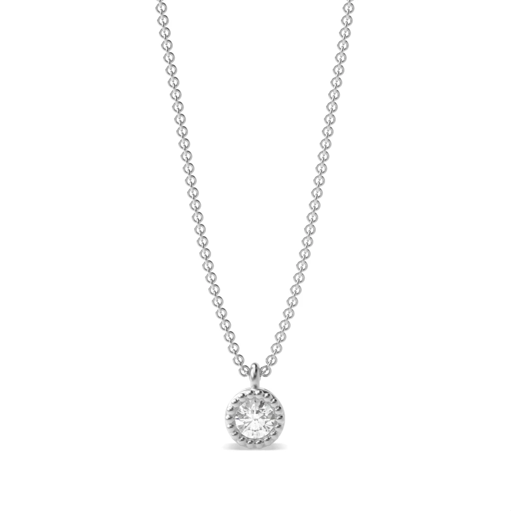 Bezel Setting Round Diamond Vintage Style Solitaire Pendant Necklace