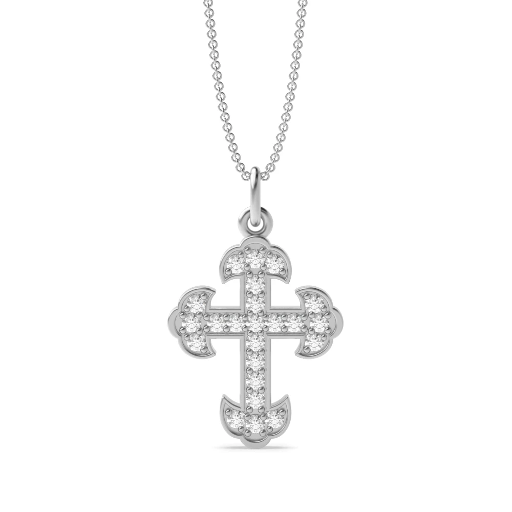 Pave Setting Vintage Design Cross Necklace for Womens (19.0mm X 12.0mm)