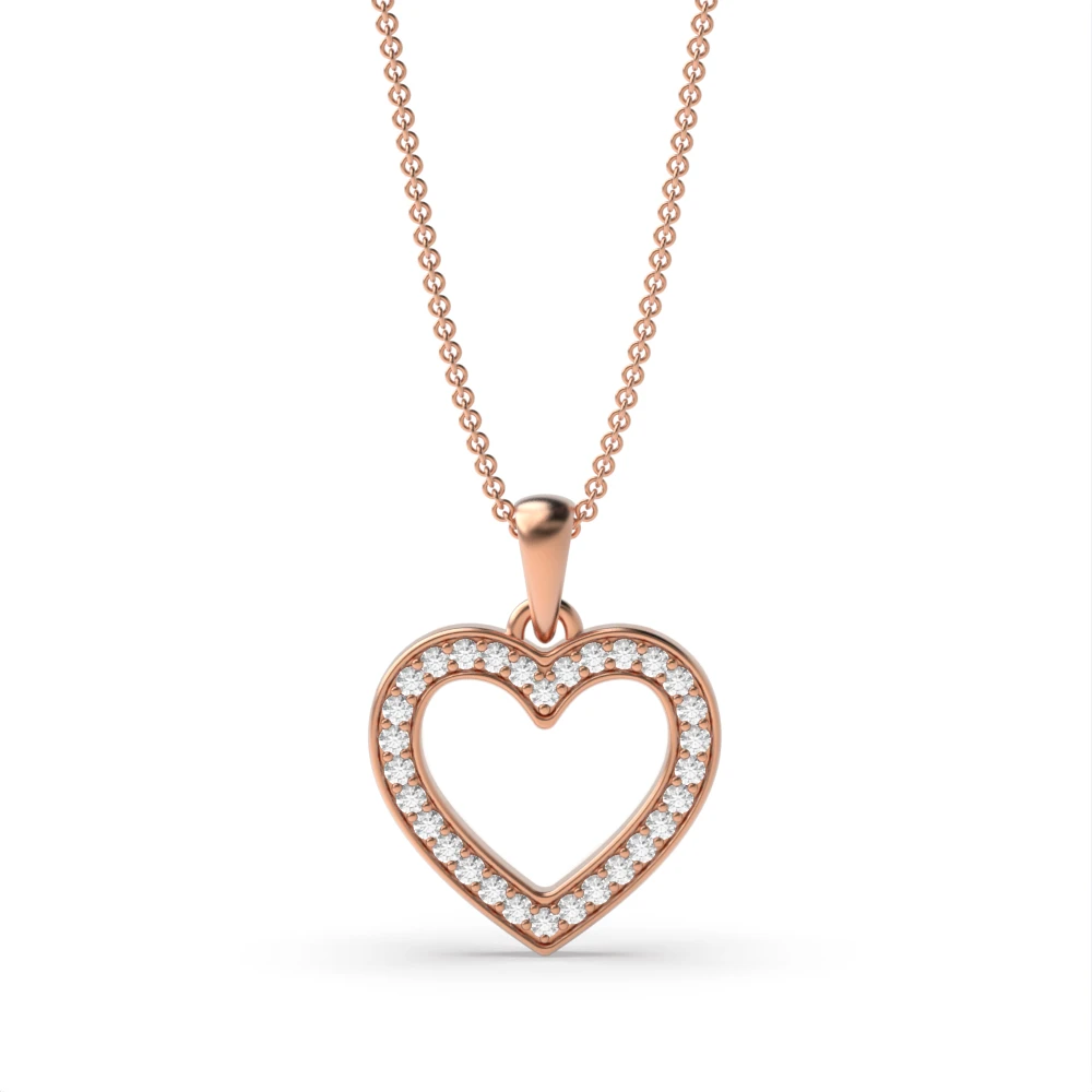 Pave Set Diamond Heart Necklace in Gold and Platinum (16.20mm X 12.50mm)