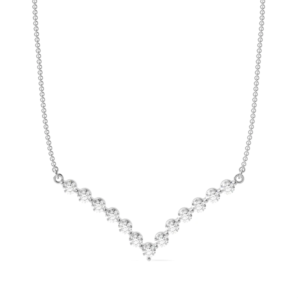 Bezel Set Delicate Diamond Statement Necklaces for Women (13.00mm X 28.50mm)