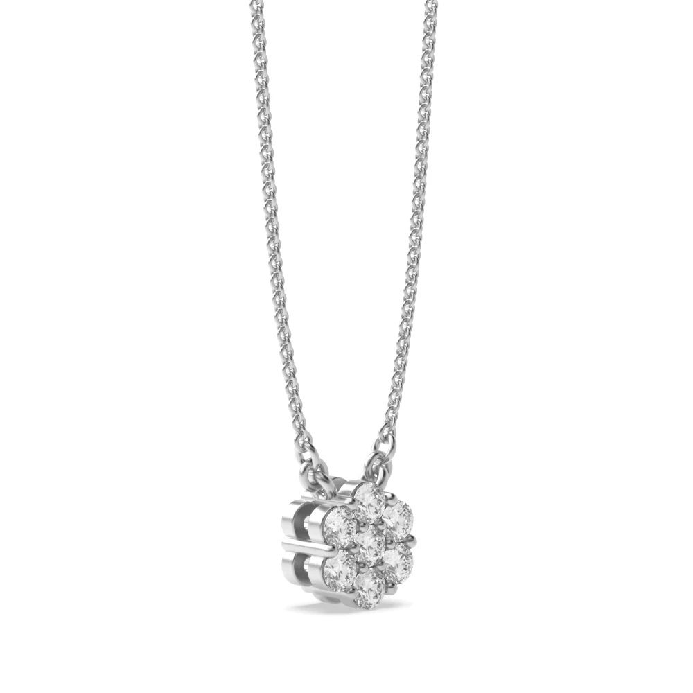 4 Prongs Diamond Cluster Necklace for Women (6.20mm X 5.30mm)