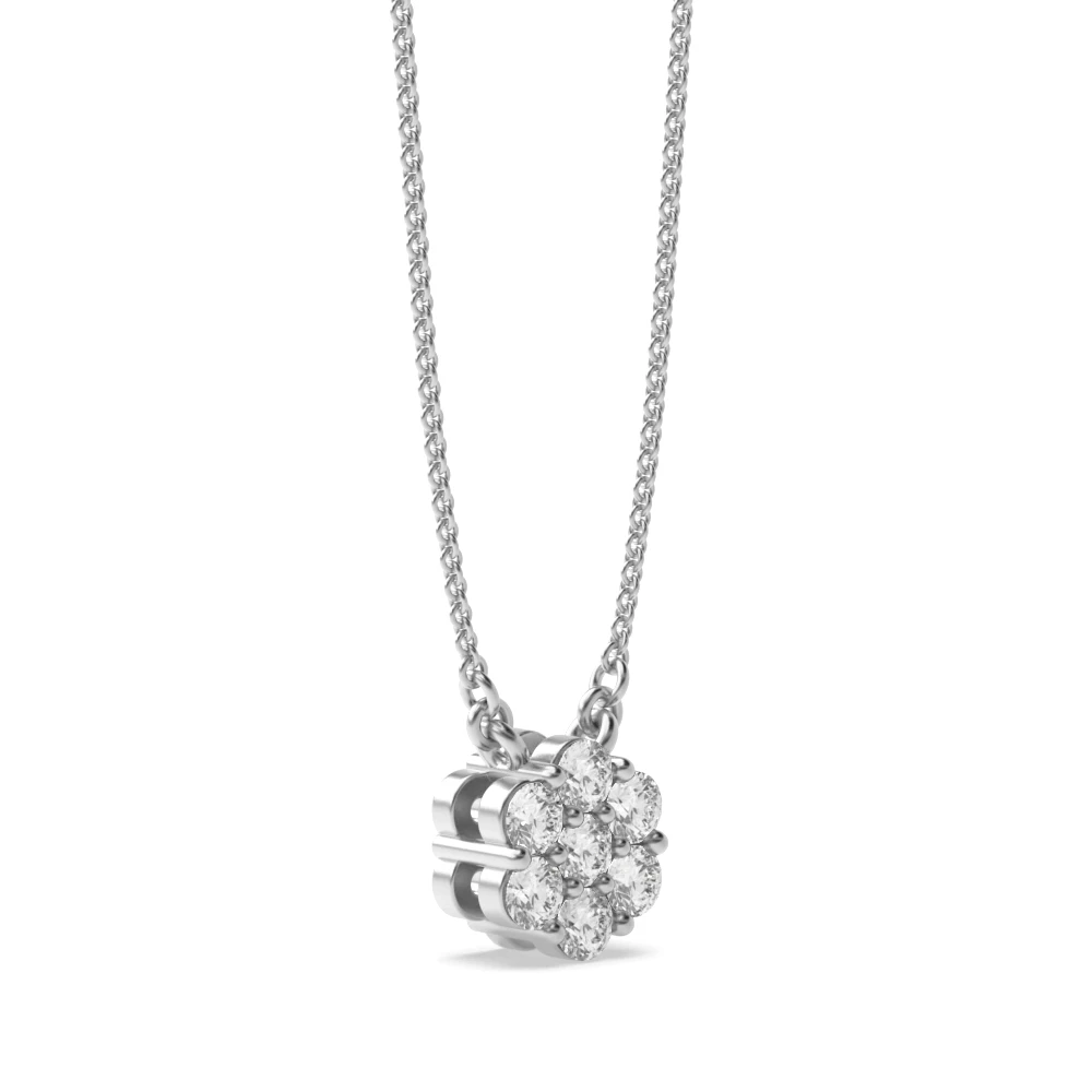 Diamond Cluster Pendant Necklace in Gold and Platinum (7.0mm - 11.0mm)
