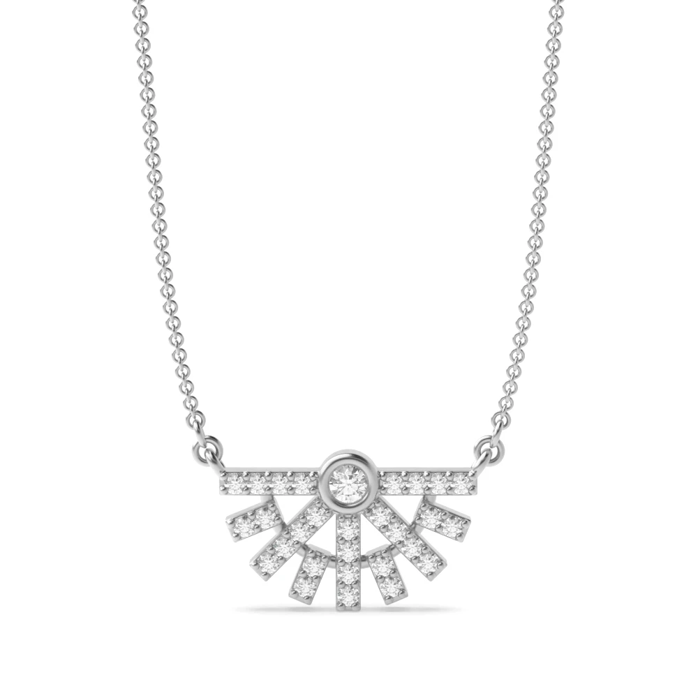 Bezel Set Unique Designer Diamond Pendant Necklace (8.0mm X 14.40mm)
