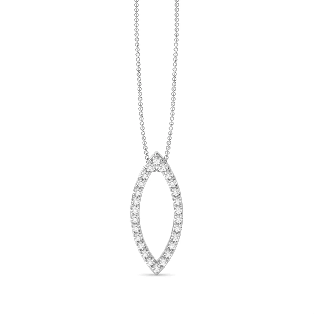 pave setting marquise design round diamond pendants