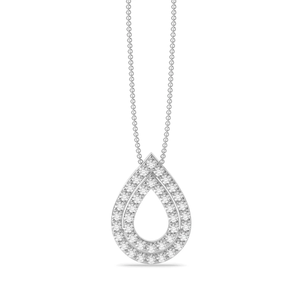 prong setting pear design round diamond pendants