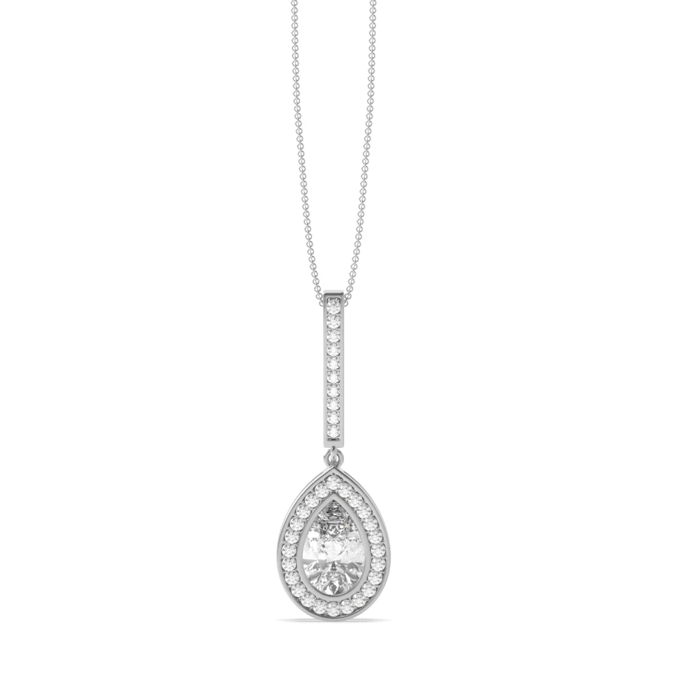 pave setting pear shape diamond pendant