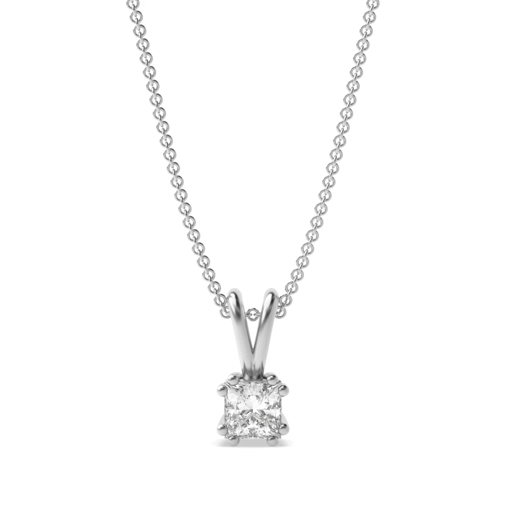 prong setting princess diamond solitaire pendant