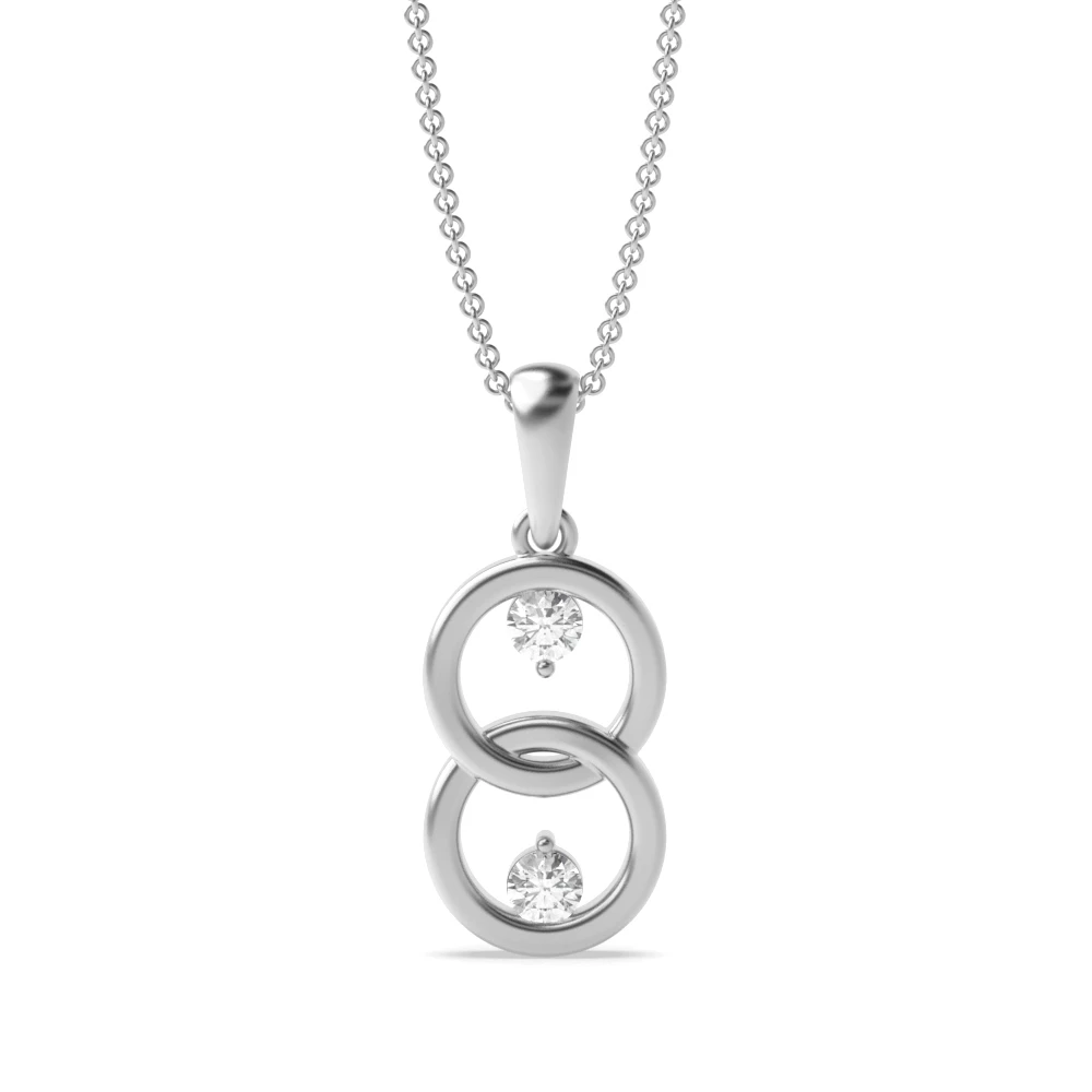 prong setting round diamond double circle shape pendant