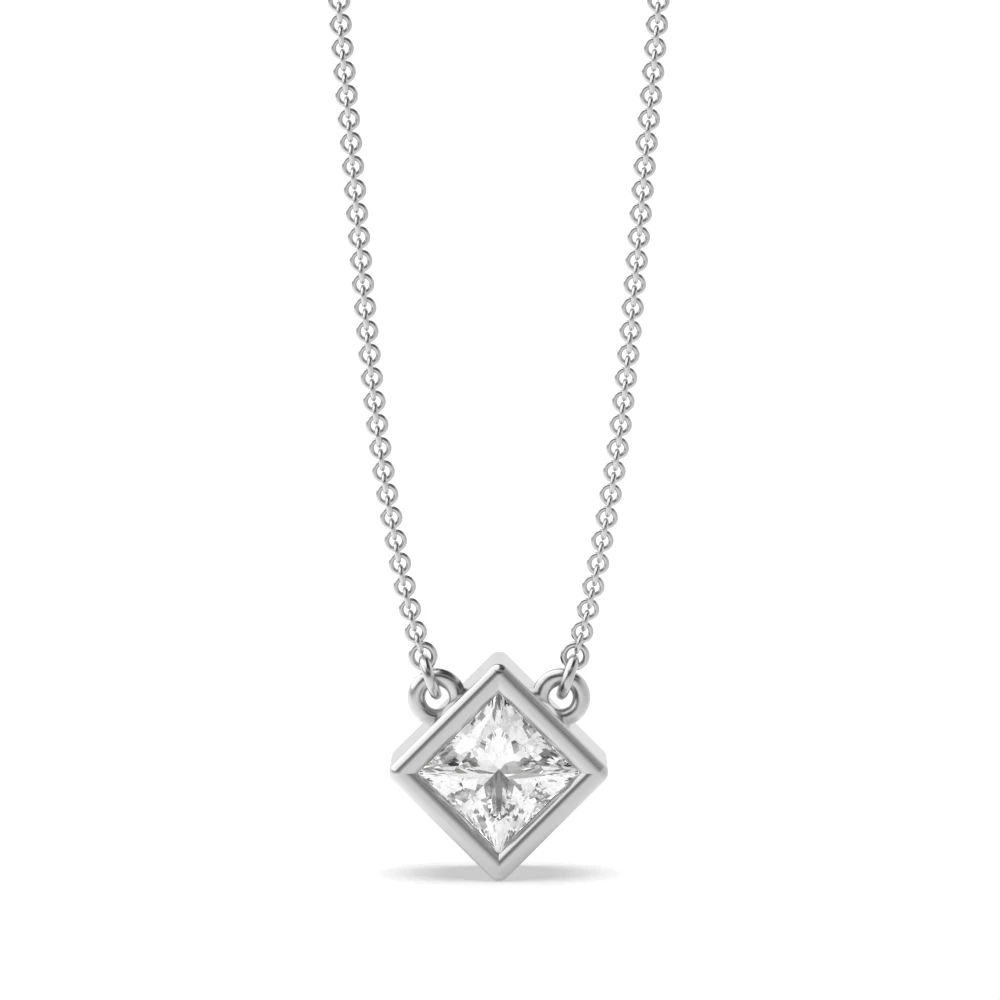 bezel setting princess diamond solitaire pendant