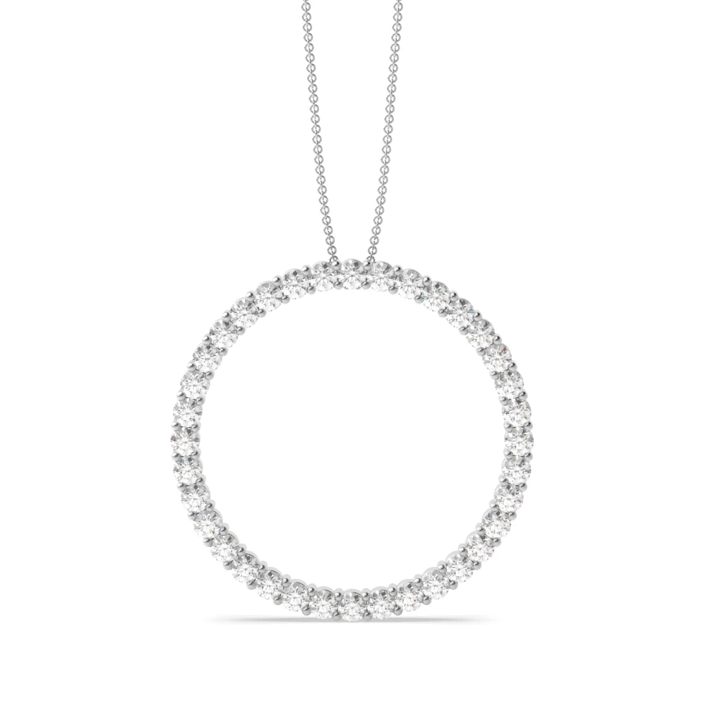 4 prong setting round shape diamond circle pendant