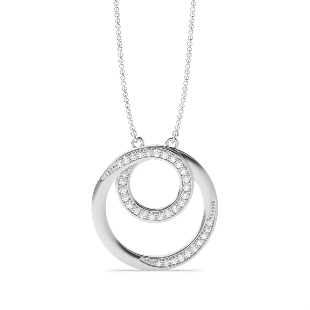 pave setting round shape diamond circle pendant