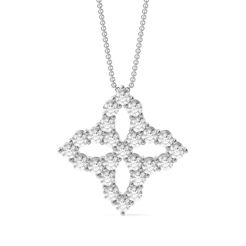 prong setting round diamond flower shape pendant