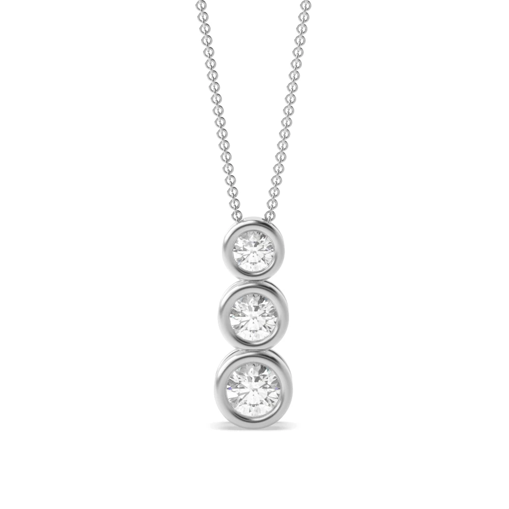 bezel setting 3 round diamond designer pendant