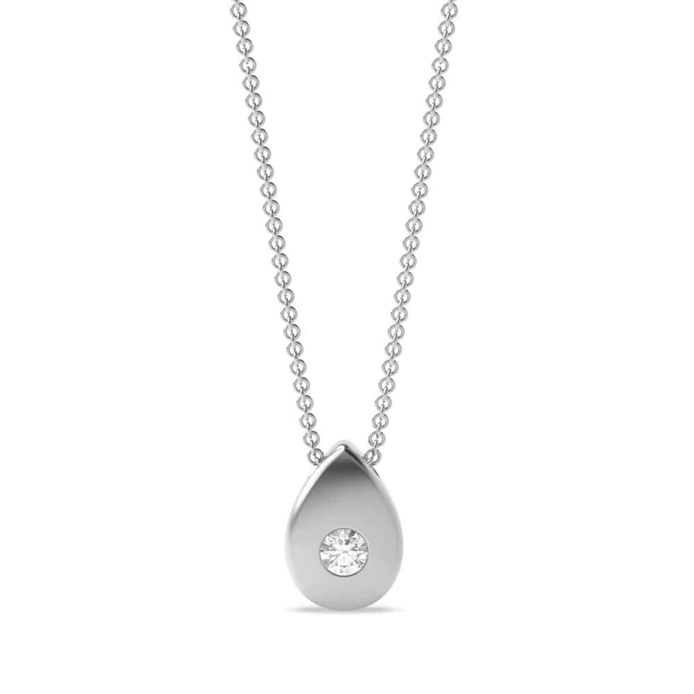 bezel setting round diamond pear shape pendant