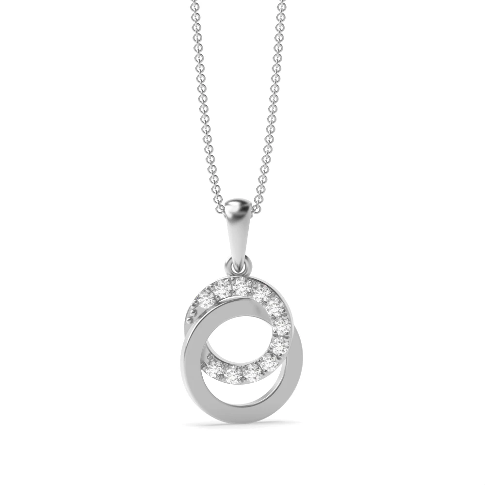 4 prong setting round shape two Circle design pendants